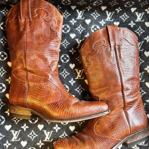 Joan & David Brown Leather Boots with leather soles.
